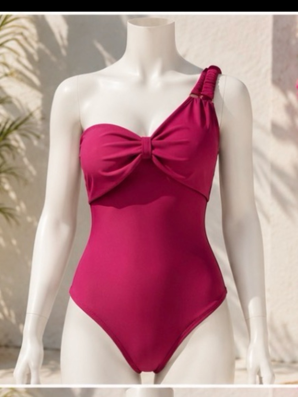 sofia by sofia vergara Magenta One-Shoulder Bow-Front One-Piece Swimsuit